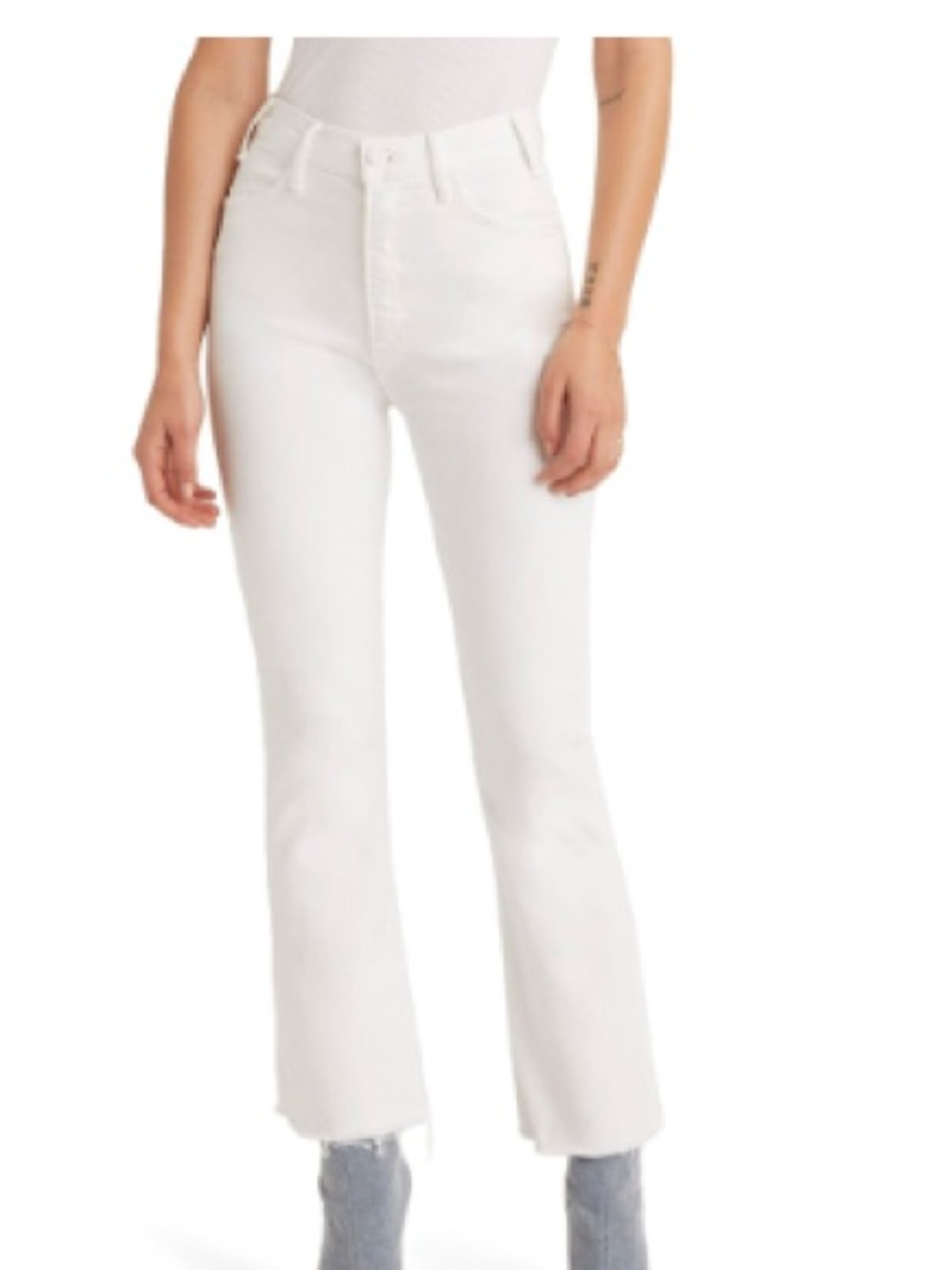 MOTHER The Hustler White Ankle Bootcut Jeans - Size 26